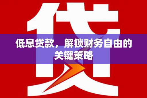 虎尾低息贷款，解锁财务自由的关键策略