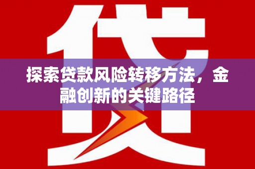 虎尾探索贷款风险转移方法，金融创新的关键路径