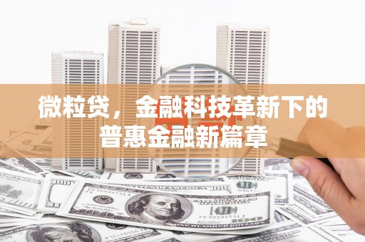 虎尾微粒贷，金融科技革新下的普惠金融新篇章