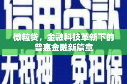 虎尾微粒贷，金融科技革新下的普惠金融新篇章