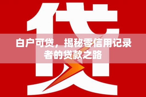 虎尾白户可贷，揭秘零信用记录者的贷款之路